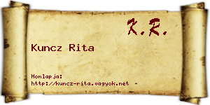 Kuncz Rita névjegykártya